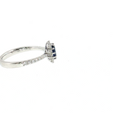 18K White Gold Oval Sapphire Diamond Halo Ring | Size 6.25
