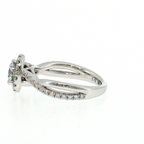 14K White Gold Love Earth 1.20 TWT Lab Diamond Halo Ring