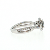 14K White Gold Love Earth 1.20 TWT Lab Diamond Halo Ring