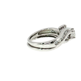 10K White Gold 1.00ctw Three-Stone & Matching Band Ring Set