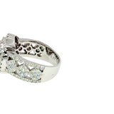1.57 CTW Round Diamond Cluster Engagement Ring in 14K White Gold