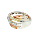 Tricolor 14K Gold Criss-Cross Diamond Fashion Ring (0.74 CTW)