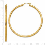 14k 3x60mm Diamond-cut Round Tube Hoop Earrings TC273