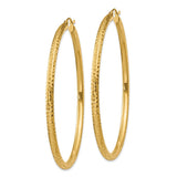 14k 3x60mm Diamond-cut Round Tube Hoop Earrings TC273