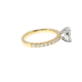 White & Yellow Gold Oval Semi-Mount Ring - 14K Shared Prong