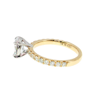 White & Yellow Gold Oval Semi-Mount Ring - 14K Shared Prong