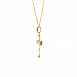 14K Yellow Gold Diamond Cross Necklace 16" | 0.17ctw