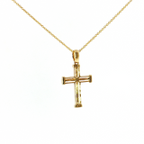 14K Yellow Gold Diamond Cross Necklace 16" | 0.17ctw