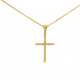 14K Yellow Gold Diamond Cross Necklace 18" | 0.42ctw