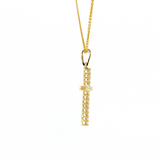 14K Yellow Gold Diamond Cross Necklace 18" | 0.42ctw