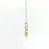 18K White Gold Fancy Yellow Diamond Halo Necklace | 1.10ctw