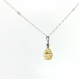 18K White Gold Fancy Yellow Diamond Halo Necklace | 1.10ctw