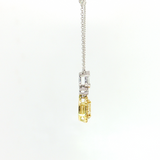 18K White Gold Fancy Yellow Diamond Halo Necklace | 1.10ctw
