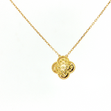 Diamond Pave Quatrefoil Charm Necklace in 18kt Yellow Gold