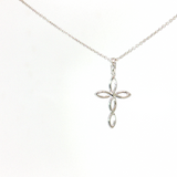 14K White Gold Diamond Cross Pendant Necklace (0.25 TWT)