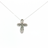 14K White Gold Lady's Diamond Cross Pendant (0.10 TWT)