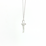 14K White Gold Diamond Cross Pendant Necklace (0.09 TWT)