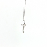 14K White Gold Diamond Cross Pendant Necklace (0.09 TWT)
