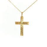 14K Yellow Gold Diamond Cluster Cross Necklace (0.50 TWT)