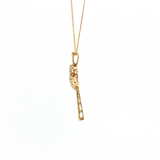 10K Yellow Gold Cross with Two Hearts Necklace (0.18 TWT)