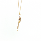 10K Yellow Gold Cross with Two Hearts Necklace (0.18 TWT)