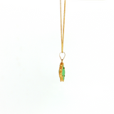 Lady's 14kt Gold Natural Jade Clover Pendant