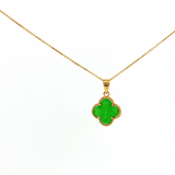 Lady's 14kt Gold Natural Jade Clover Pendant