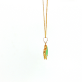 Lady's 14kt Gold Natural Jade Clover Pendant