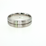Men's 14K White Gold 6-Diamond Bezel Wedding Band (0.15 CT)