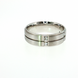 Men's 14K White Gold 6-Diamond Bezel Wedding Band (0.15 CT)