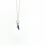 14K White Gold Butterfly Sapphire & Diamond Pendant | 18"