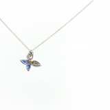14K White Gold Butterfly Sapphire & Diamond Pendant | 18"