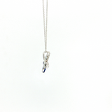 14K White Gold Butterfly Sapphire & Diamond Pendant | 18"