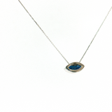 1.55Ct Marquise Blue Sapphire Bezel Slide Pendant | 14K White