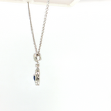 18K White Gold Round Sapphire & Diamond Necklace | 16"