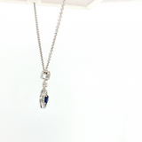 18K White Gold Round Sapphire & Diamond Necklace | 16"