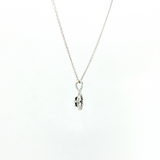 14K White Gold Round Sapphire Halo Pendant Necklace