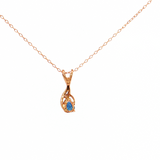 14K Rose Gold Pear Sapphire & Diamond Pendant Necklace