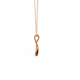 14K Rose Gold Pear Sapphire & Diamond Pendant Necklace