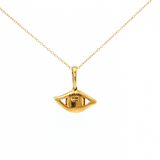 14K Yellow Gold Eye Pendant with Onyx, Mother of Pearl & 0.15ctw