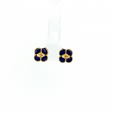 Yellow 14 Karat Lapis Clover Stud Earrings - 9mm Gold Studs