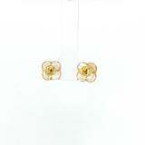 Yellow 14 Karat Mother of Pearl Clover Stud Earrings - 9mm