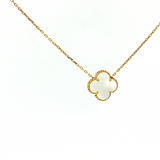 0k Gold Mother of Pearl Clover Necklace (17.5")
