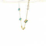10k Gold Turquoise Clover Bracelet (8")