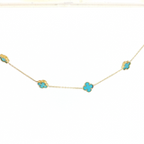 10k Gold Turquoise Clover Bracelet (8")