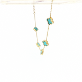 10k Gold Turquoise Clover Bracelet (8")
