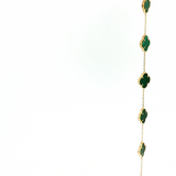 Yellow 14 Karat Malachite Clover Bracelet - 7.5 Inch Gold Chain