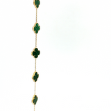 Yellow 14 Karat Malachite Clover Bracelet - 7.5 Inch Gold Chain
