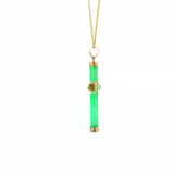 Lady's 14k Yellow Gold Green Jade Cross Pendant - 18" Necklace