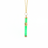 Lady's 14k Yellow Gold Green Jade Cross Pendant - 18" Necklace